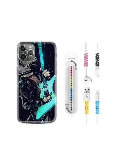 Apple Uyumlu iPhone 13 Pro Kılıf Kablo Koruyuculu Dog Guitar 1789