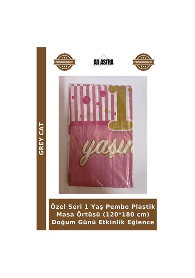 Özel Seri 1 Yaş Pembe Plastik Masa Örtüsü 120 180 Cm Doğum Günü Etkinlik Eğlence