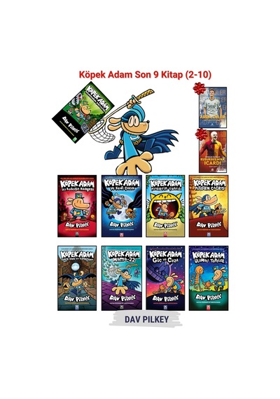 Köpek Adam Son 9 Kitap Seti 2-10 , Dav Pılkey,çocuk Çizgi Roman Kitapları, Futbolcu Kitap Hediyesi