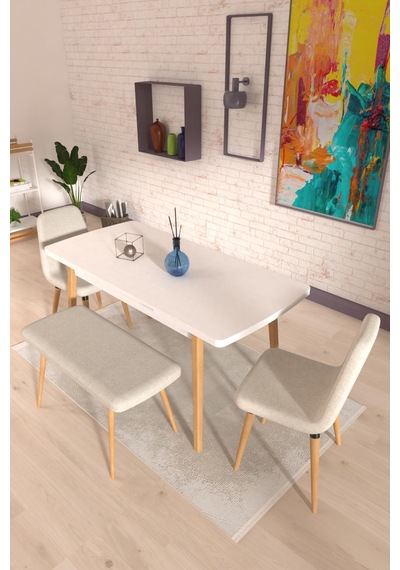 Vilinze Tosya Sandalye Tosya Bank Avanos Ahşap Mdf Açılır Mutfak Masası Takımı - 70x120+30 Cm Krem Vilinze Tosya Sandalye Tosya Bank Avanos Ahşap Mdf Açılır Mutfak Masası Takımı - 70x120+30 Cm Krem