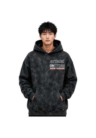 Sevbano Eren Yeager Attack On Titan Anime Baskılı Unisex Oversize Premium Siyah