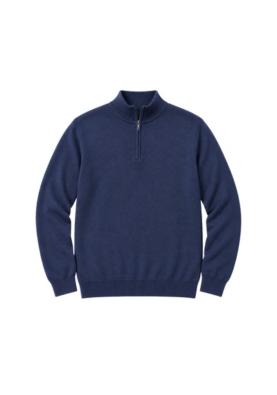 Battalmoda Erkek Büyük Beden İndigo Fermuarlı Dik Yaka Pamuklu Kazak 3xl-4xl-5xl-6xl