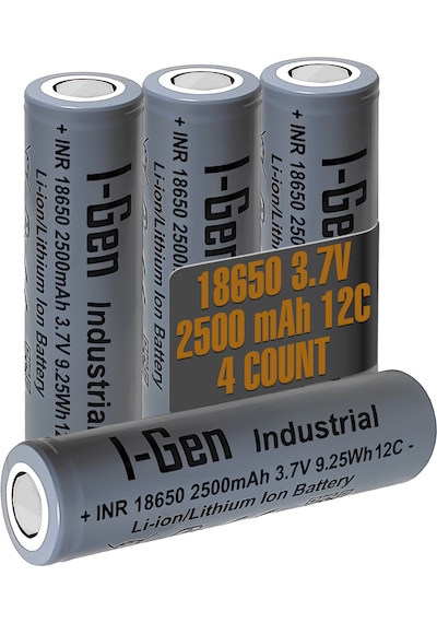I-gen Industrial E003 Inr 18650 3.7v 2500 Mah 12c 9.25wh Li-ıon Şarjlı Pil Düz Başlı Lityum Pil 4'lü Paket
