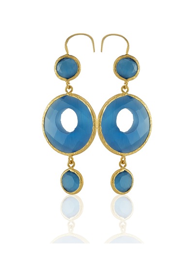 Kadir Jewellery 22 Ayar Altın Kaplama Kadın Sallantılı Küpe -el İşçiliği Ve Hipoalerjenik Küpe Koyu Mavi 33338324