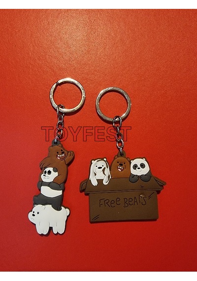 Kafadan Ayılar Figürleri - Grizzly - Panda - Ice 2 Li Çanta Akesuarı Anahtarlık Seti - Model 2