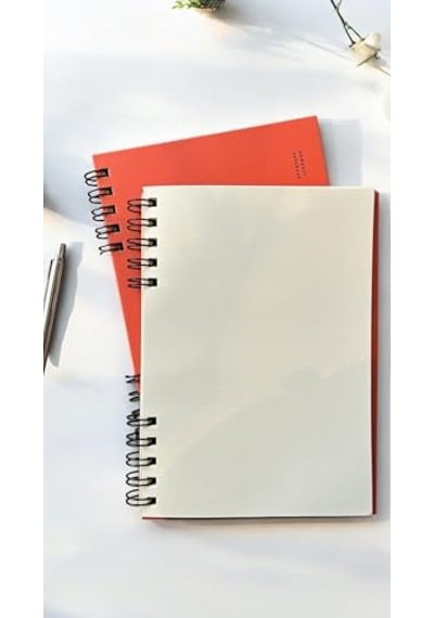 Fark Tanıtım Spiralli 80 Yaprak Çizgisiz A5 Defter, Not Defteri, Okul Defteri, 4 Farklı Renk Seçeneği 04 Orange Coral Açık Gri