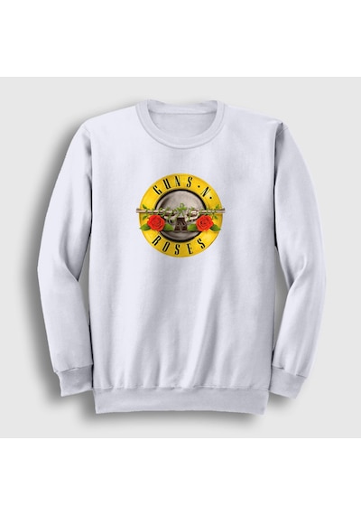 Presmono Unisex Logo Guns N' Roses Sweatshirt Beyaz