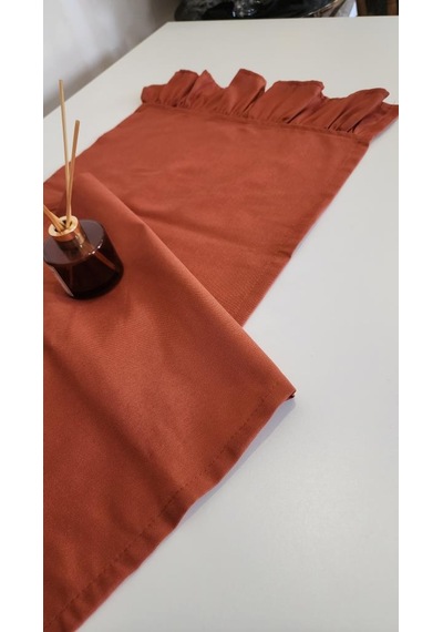 Venüs Keten 2-kenar Fırfırlı Vintage Runner Örtü Kiremit 40x110