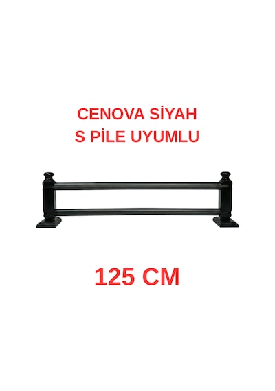 Cenova S Pile Ve Perde Düğmesi Uyumlu Çetray Çift Raylı Modern Ahşap Rustik Siyah 125 Cm Siyah