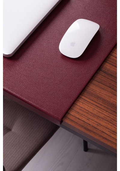 Turgut Office Deri Masa Sümeni Bordo Kenar Korumalı 60 x 40 CM