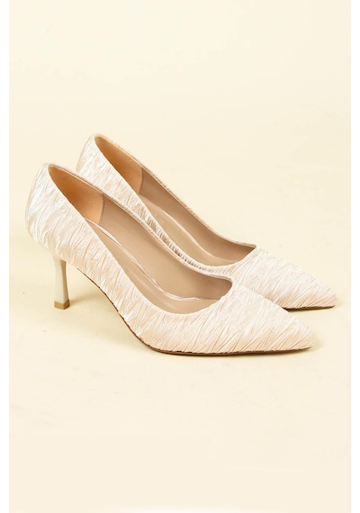 Birikon Pliseli Saten Stiletto Ten-6220 Ten