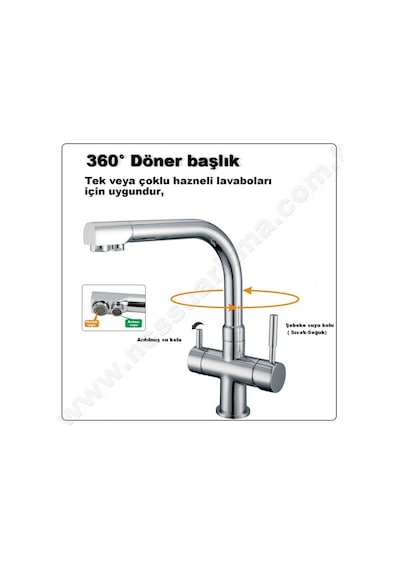 Üç Yollu Su Arıtma Musluğu Mat Krom