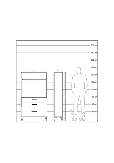 Arges Dolap Tek Raflı 3 Çekmeceli Tek Askılı 88x30x163 Çam-çam Atlas Çam