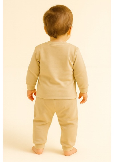 Aden Kids Çocuk Mevsimlik Penye Pijama Takımı Bej
