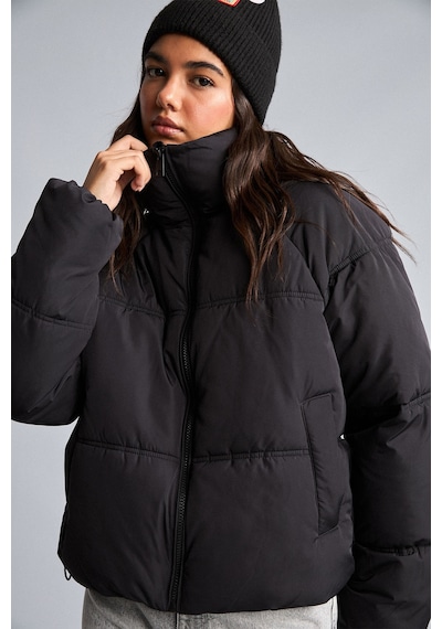 Defacto Regular Fit Dik Yaka Şişme Mont H3822ax26aubk81 Siyah-bk81