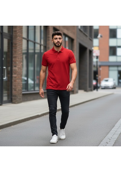 Bite Nose Renk Seçenekli Erkek Polo Yaka Tişört Günlük & Şık Pamuklu Slim Fit Açık Kırmızı
