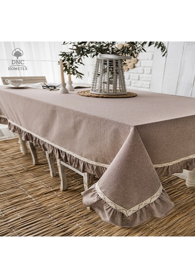 Dnc Home Tekstil Premium Keten Sütlü Kahve Özel Seri Masa Örtüsü Sütlü Kahve