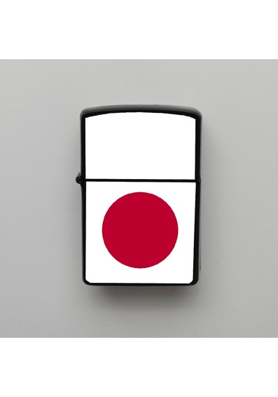 Japonya Japan Klasik Ülke Bayraklı - Benzinli Siyah Çakmak - Hediyelik Siyah