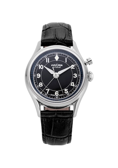 Vulcain Cricket Classique 36 Mm Black - White/blue Sapphire Caseback Mekanik Alarm Erkek Kol Saati Metalik