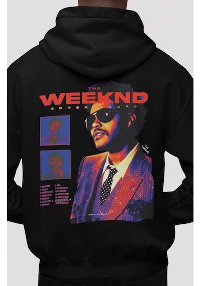 Sevbano The Weeknd After Hours Rapper Şarkıcı Sırt Baskılı Unisex Oversiz Siyah