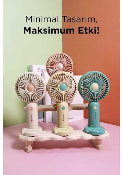 Torima F-28 Yeşil Şarjlı Taşınabilir Şarj Edilebilir Mini El Fanı Ve Masa Fanı Soğutucu Pervane