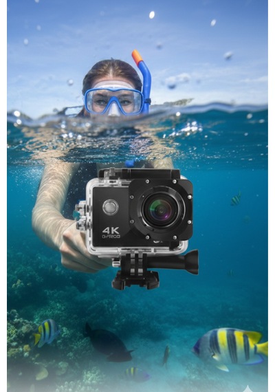 4k Aksiyon Kamerasi 16mp 30m Su Altı Wifi 170 Ultra Hd Objektif Video Kamera Siyah
