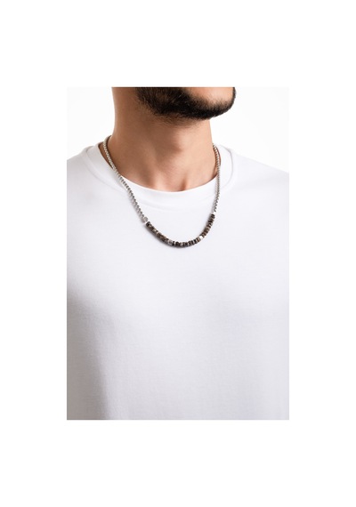 So Chic Bronzit Taşlı 53 Cm Çelik Kolye Bronz