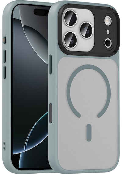 Apple Uyumlu iPhone 17 Pro Max Kılıf Mat Arka Yüzey Wireless Şarj Özellikli Mkst Flet M-safe Kapak - Gri Gri