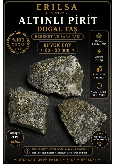 Sertifikalı Altınlı Pirit Taşı Kütle 60-80 Mm Büyük Boy Koleksiyo
