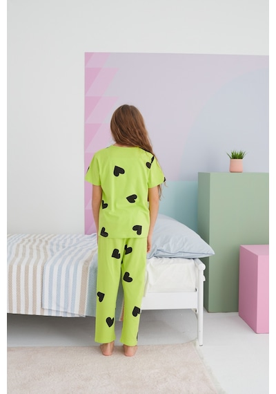 Siyah İnci Pamuklu Örme Pijama Takım 24117029 Çok Renkli
