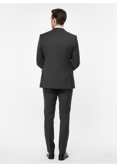 Presto Erkek Slimfit 6 Drop Yelekli Takım Elbise Füme 787-700 Gri
