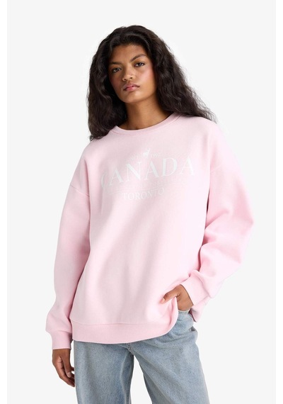 Defacto Oversize Geniş Kalıp Bisiklet Yaka Baskılı Kalın Sweatshirt Kumaşı Sweatshirt F7877ax25aupn648 Pembe Defacto Oversize Geniş Kalıp Bisiklet Yaka Baskılı Kalın Sweatshirt Kumaşı Sweatshirt F7877ax25aupn648 Pembe
