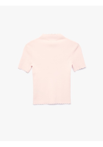 Koton Viskon Dik Yaka Kısa Kollu Triko Kazak Pembe 7wak90485ht Gülkurusu