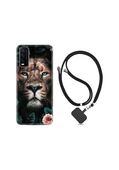 Vivo Y20S Kılıf Boyun Askılı Leon Flowers 1333