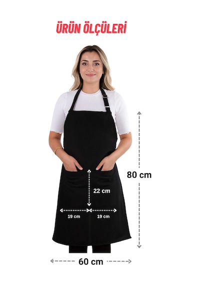 2 Adet Simple Ayarlanabilir Askılı Mutfak Önlüğü Siyah