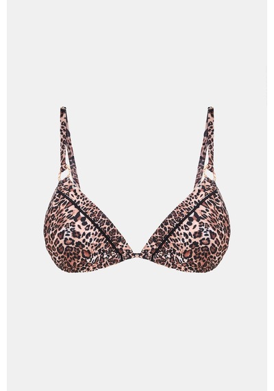 Amarelle Capetown Leopar Desenli Dolgusuz Çıkarılabilir Kap Üçgen Bikini Üst Leopar