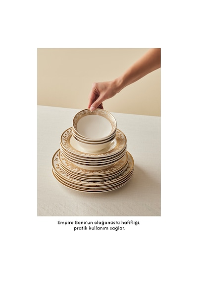 Emsan Empire Bone Majeste 55 Parça 12 Kişilik Yemek Takımı Gold Altın