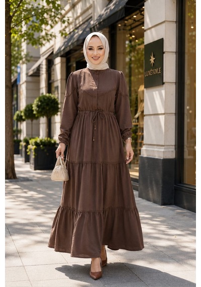 Hb Harma Time Butik Kadın Düğmeli Dantel Detaylı Beli Bağcıklı Ayrobin Kahverengi Elbise Acı Kahve Acı Kahve Hb Harma Time Butik Kadın Düğmeli Dantel Detaylı Beli Bağcıklı Ayrobin Kahverengi Elbise Acı Kahve Acı Kahve