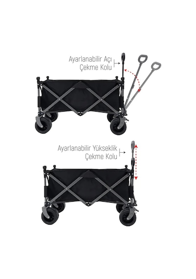 Yek Outdoor Katlanabilir Kamp Masalı Taşıma Arabası & Vagon Araba Siyah