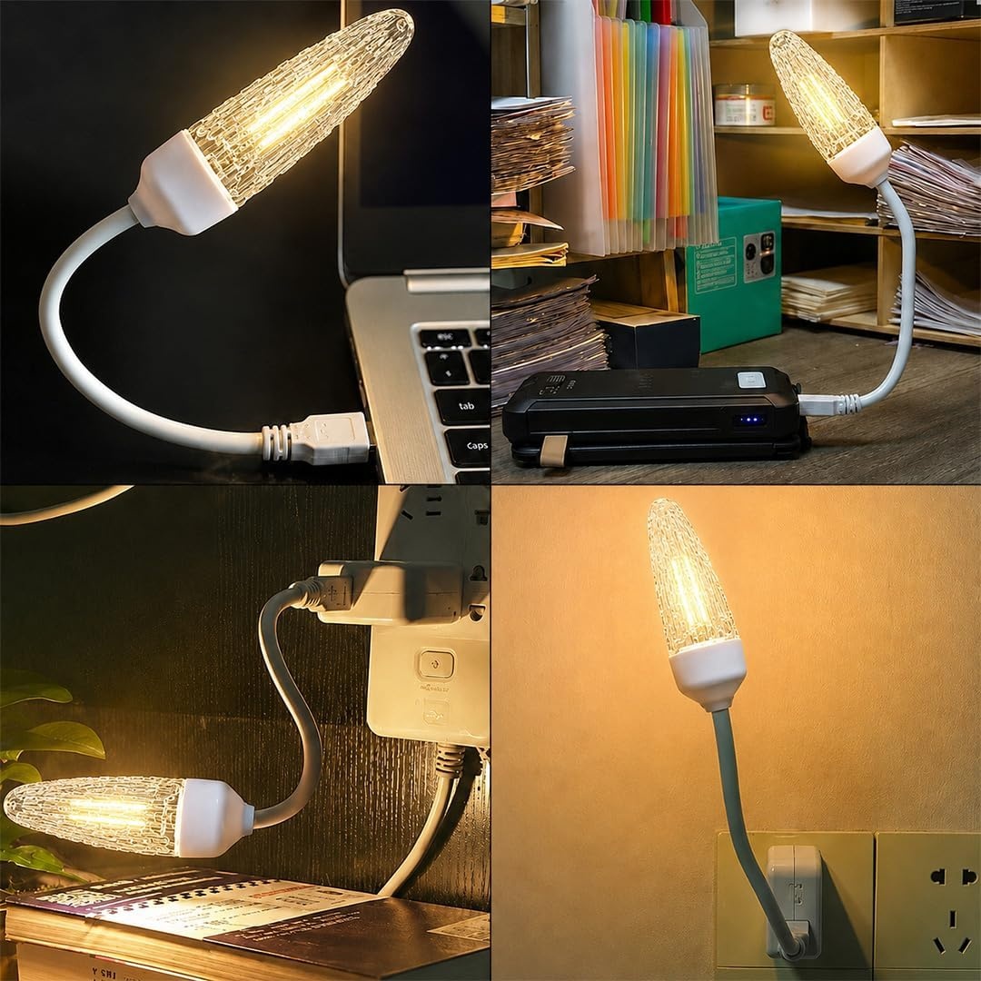 Kuzey's Store Esnek Gövdeli Usb Günışığı, Cob Led Edison Gece,masa Ve Kitap Okuma Lambas Göz Dostu Ve Dinlendirici Işık Teknolojisi Eye-care 25793