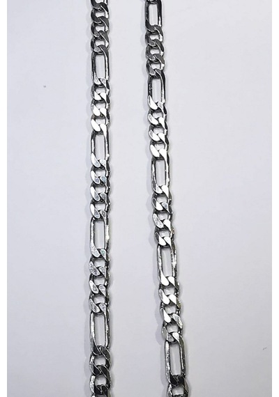 Omar Silver Unisex Figaro 3,6 Mm Rodyum Kaplama Gümüş Kolye Zinci-Rodyum Kaplama-55 Cm