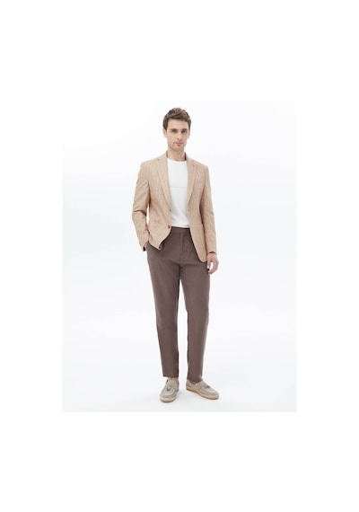 Kip Kiremit Çizgili Modern Fit Pamuk Karışımlı Ceket 001