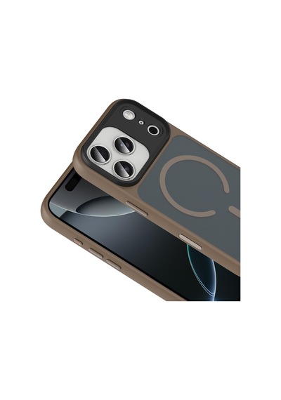Apple Uyumlu iPhone 17 Pro Magsafe Özellikli Sert Fall Telefon Kılıfı Kahve