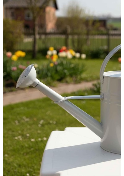 Olivia 3,5 Litre Metal Çiçek Bahçe Sulama Kabı Modern Dekoratif Çok Amaçlı Sulak Beyaz