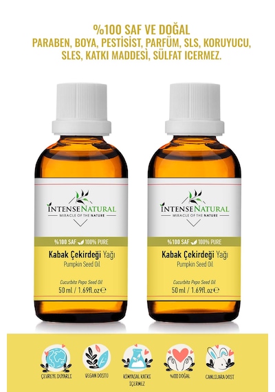 Intense Natural Soğuk Sıkım Kabak Çekirdeği Yağı 2 x 50 ML