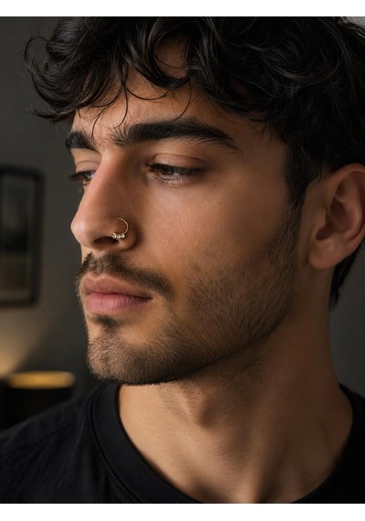925 Ayar Gümüş Minimal Burun Hızması Piercing Zirkon Taşlı Unisex Halka Nose Ring Günlük Kullanım Şık Tasarım Gri 15640405