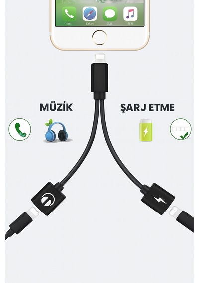 Lightning Kulaklık Şarj Çoklayıcı Apple Uyumlu iPhone Plus Çevirici