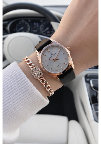 Daniel Klein Deri Kordonlu 2 Yıl Garantili 3 Atm Suya Dayanıklı Kadın Kol Saati+bileklik Bd.14274.2 Rose Gold
