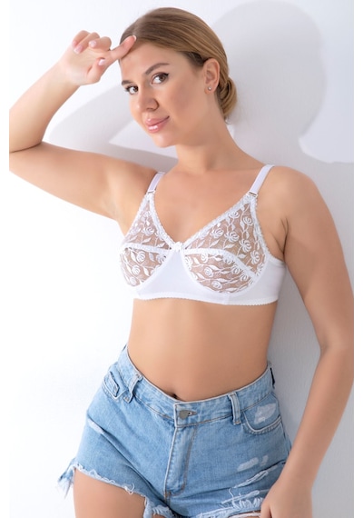 Sistina Beyaz - 11 - Dantelli Toparlayıcı Sütyen - 506 - - Myceshop - Beden 90