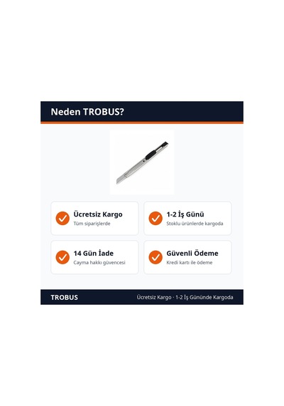 Trobus Maket Bıçağı Falçata Metal İnce Dar Model 9 Mm